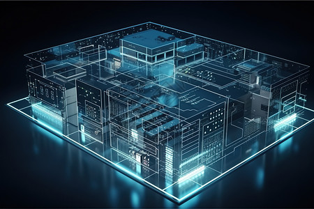 模块化机房数字化科技机房插画
