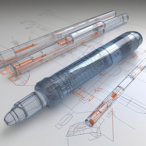 笔科技器械手绘透视图插画