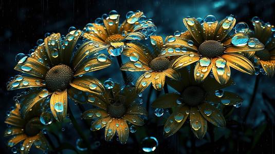 雨后绽放的菊花背景图片