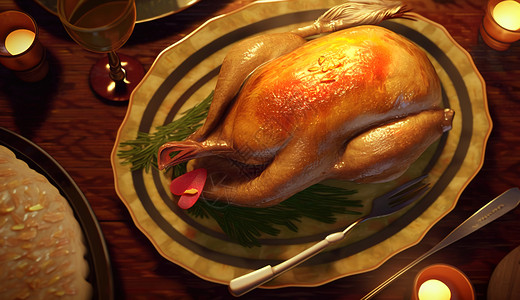 感恩节烤鸡背景图片