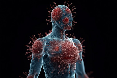 医疗人体上半身病毒模型图背景图片
