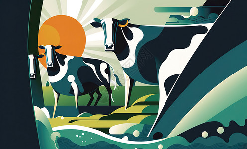 牛抽象彩色绘画背景图片