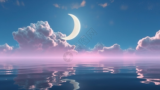夜晚浪漫月色风景背景图片