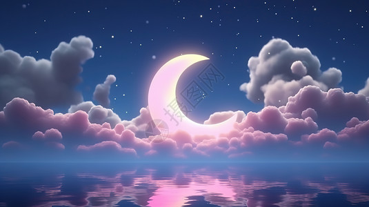 夜晚浪漫月色风景图片