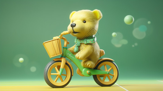 一只骑单车的可爱小熊图片