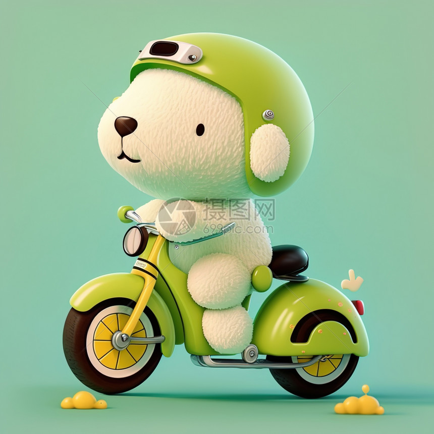 一只骑车的可爱小熊图片