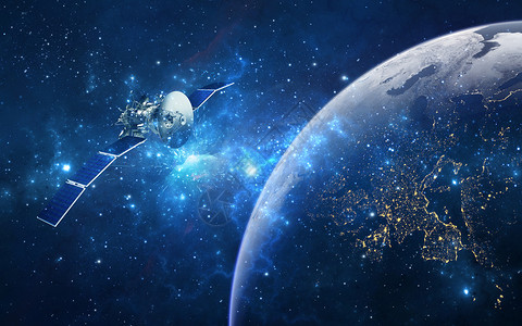 星空飞船航天卫星背景设计图片