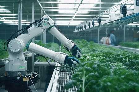 人工造林机械智能蔬菜种植园插画