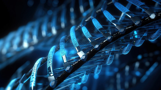 3D蓝色DNA背景图片
