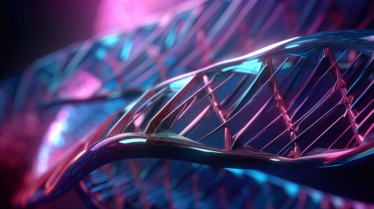 紫色3D科技感基因DNA背景图片