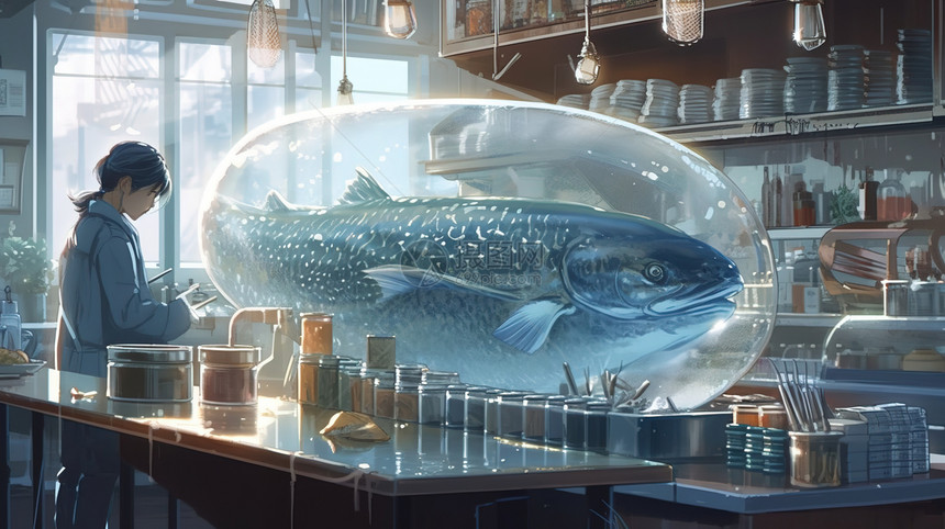 厨房里的大型鱼图片