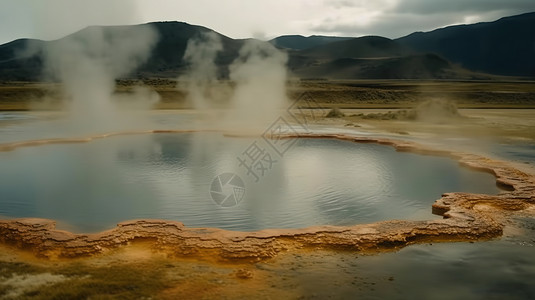 高温温泉水喷发温泉高清图片