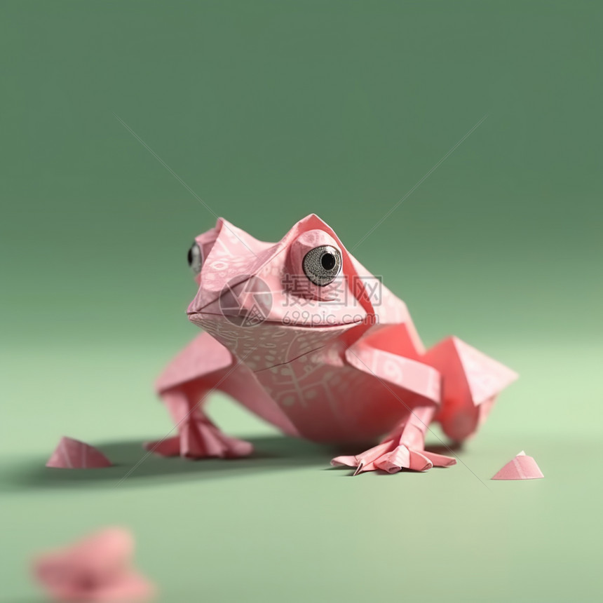 粉红可爱的纸青蛙图片