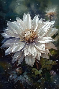 白色小鲜花油画背景图片