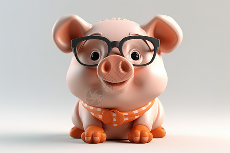 京剧小青小猪戴眼镜的可爱小猪插画