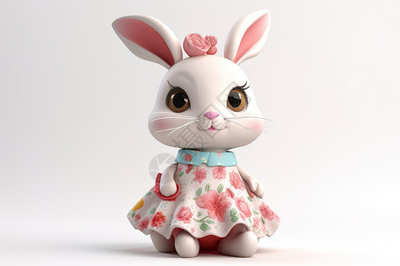 兔子公仔可爱的小兔子插画