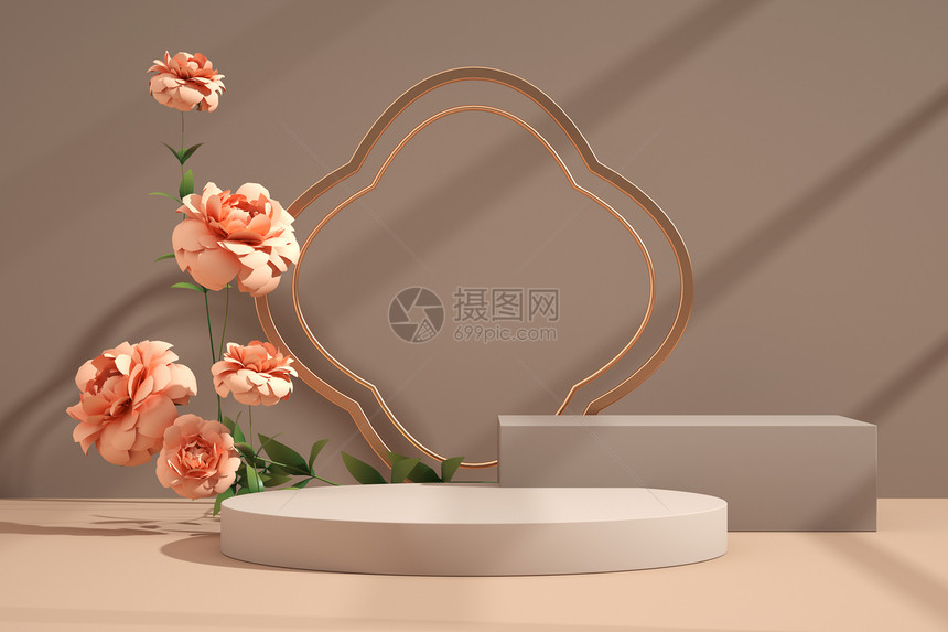 中国风花朵展台图片