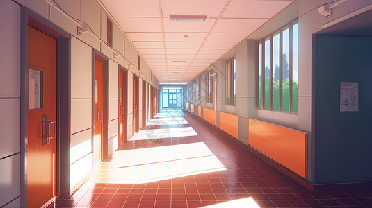 明亮的教室走廊图片