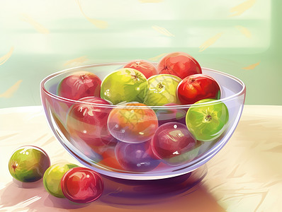 玻璃碗中的水果背景图片