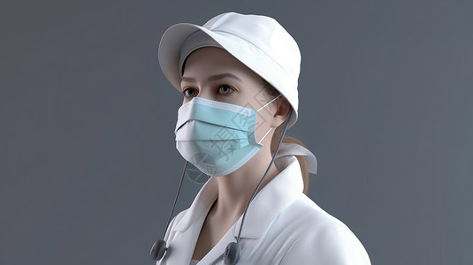戴口罩女护士戴口罩的女医生插画