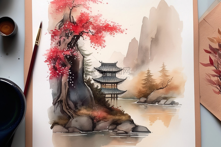 传统的中国水彩画创作图片