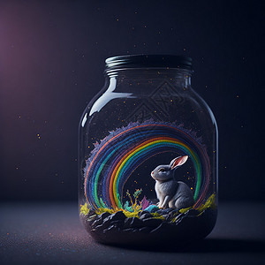 瓶子里的星空兔子背景图片