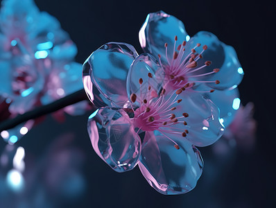 玻璃质感的樱花特写背景图片