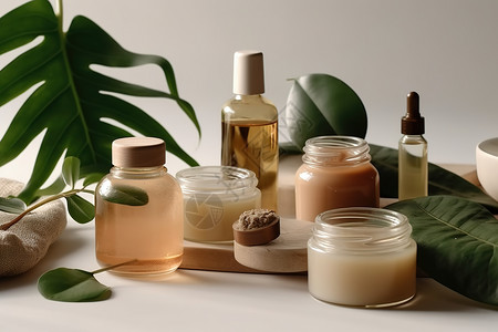 天然植物化妆品精油面乳背景图片