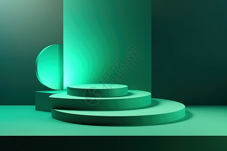 d圆形讲台绿色灯光设计图片