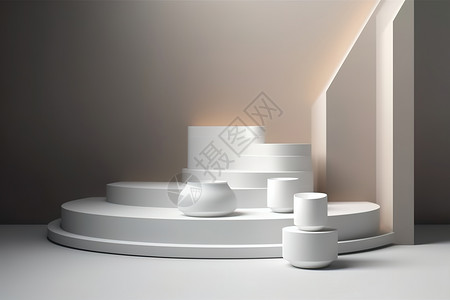 暖色背景墙白色讲台暖色灯带设计图片