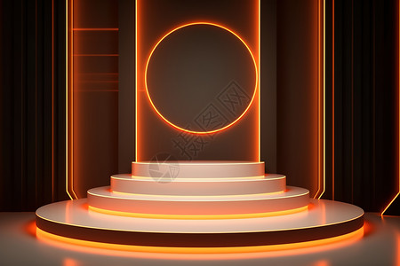 橙色灯带背景讲台高清图片