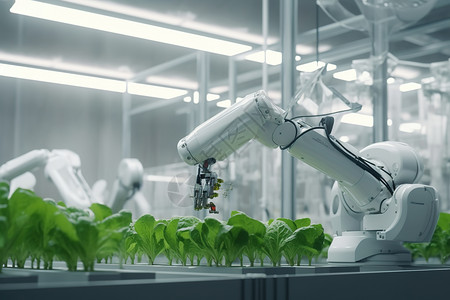 机械臂现代检测蔬菜场景机械种植高清图片素材