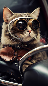 墨镜猫摩托车里一只猫戴着墨镜背景