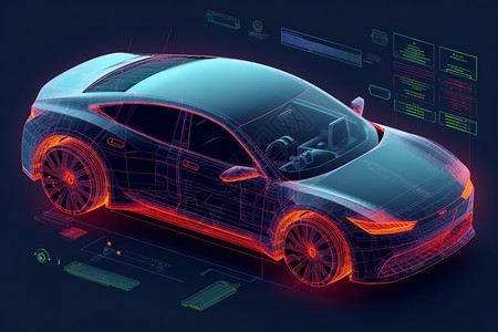 未来汽车设计图纸背景图片