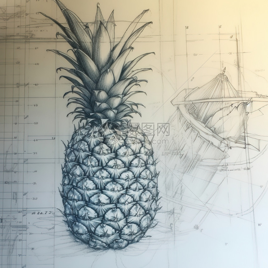 菠萝手绘图图片