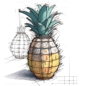菠萝手绘图图片