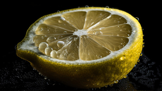 切开的柠檬和水滴无缝背景背景图片