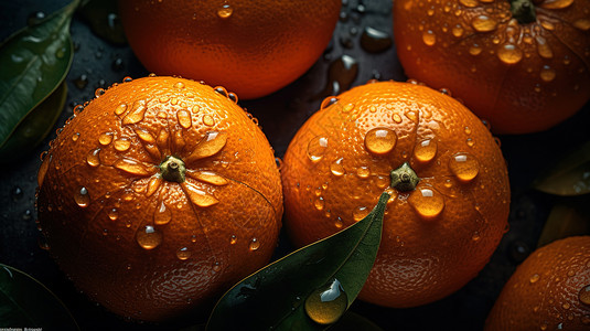 橙子和水滴无缝背景背景图片
