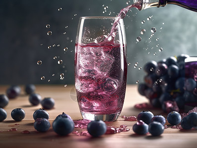 葡萄酒广告蓝莓插画