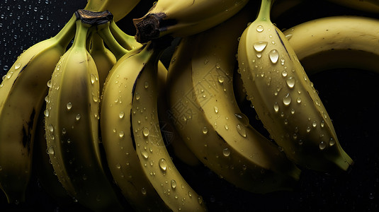 沾满水珠的香蕉图片