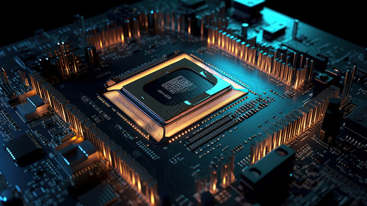 未来科技发光的CPU和主板图片