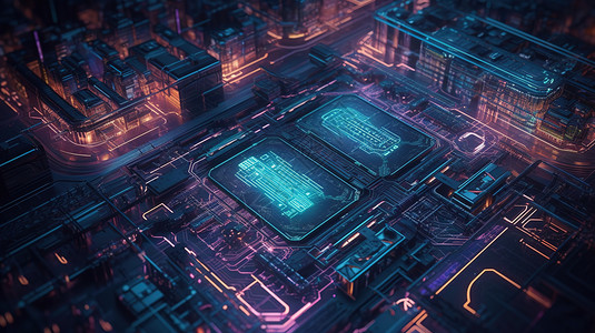 3D计算机主板未来设计感背景图片