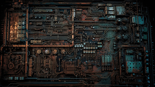 线路复杂的计算机CPU芯片图片