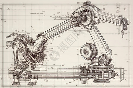 素描工业机械草图背景图片