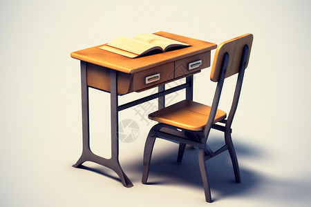 学校的桌椅模型背景图片