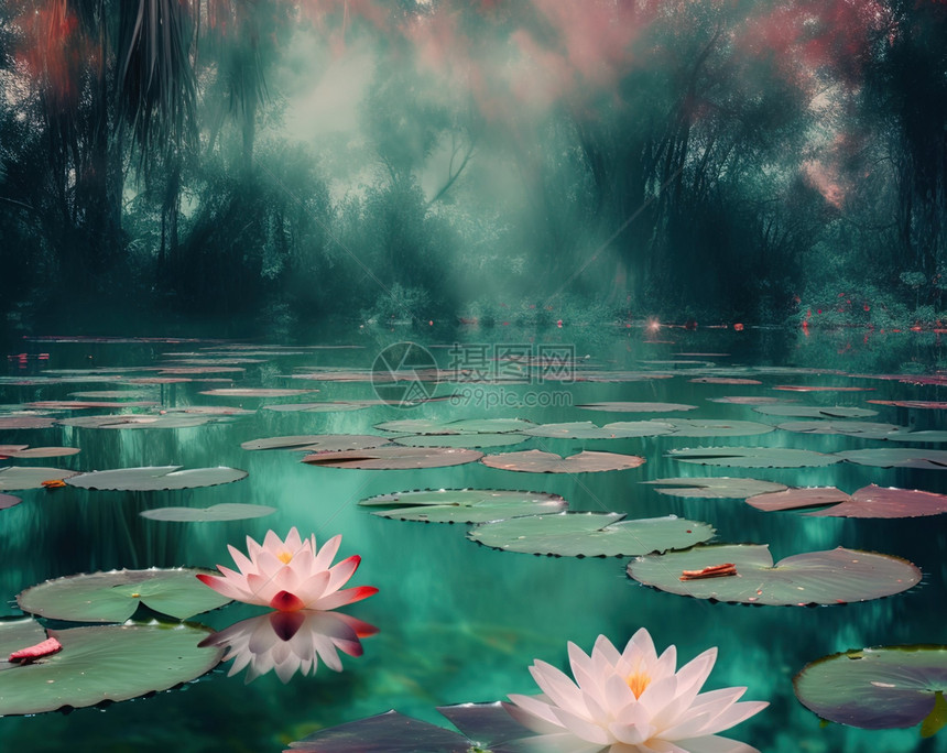 湖水里的睡莲图片