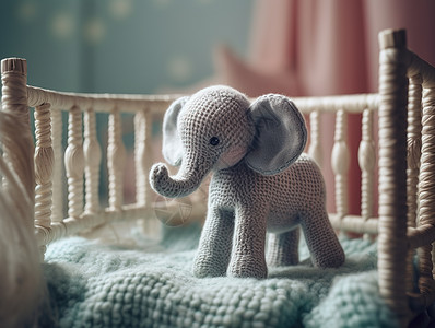 婴儿床里的小象高清图片
