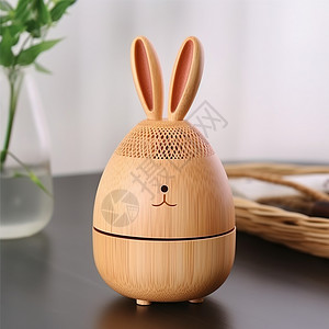木质篮子木质兔耳朵加湿器插画