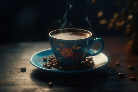 热美式咖啡杯里的咖啡插画