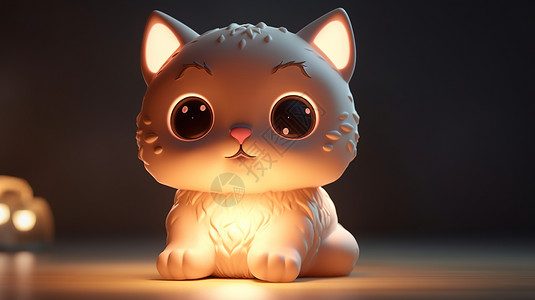 3D可爱卡通动物猫咪模型背景图片
